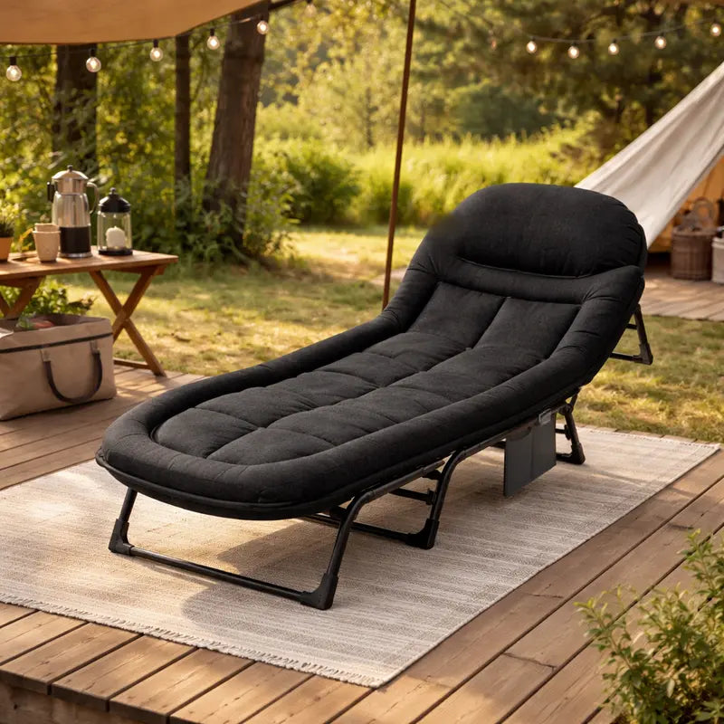 6-Position Adjustable Folding Camping Cot with Mattress – 450lbs