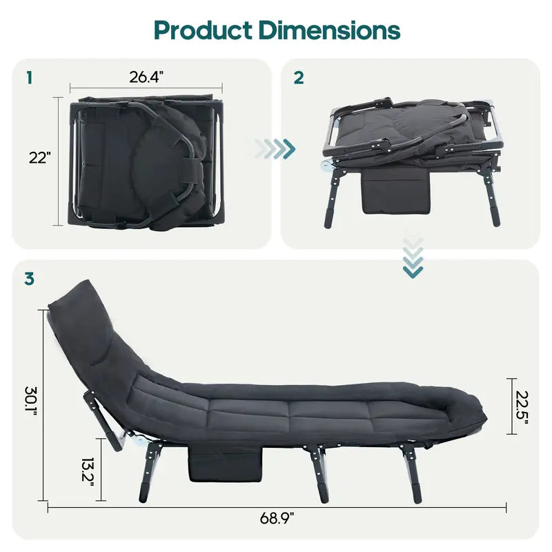 6-Position Adjustable Folding Camping Cot with Mattress – 450lbs