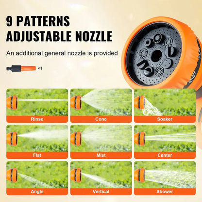 Retractable Garden Hose Reel with 9-Pattern Nozzle & 180° Swivel Bracket