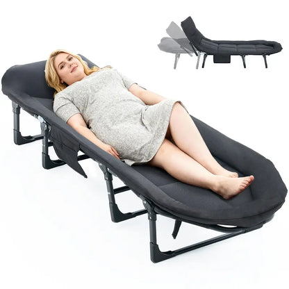 6-Position Adjustable Folding Camping Cot with Mattress – 450lbs